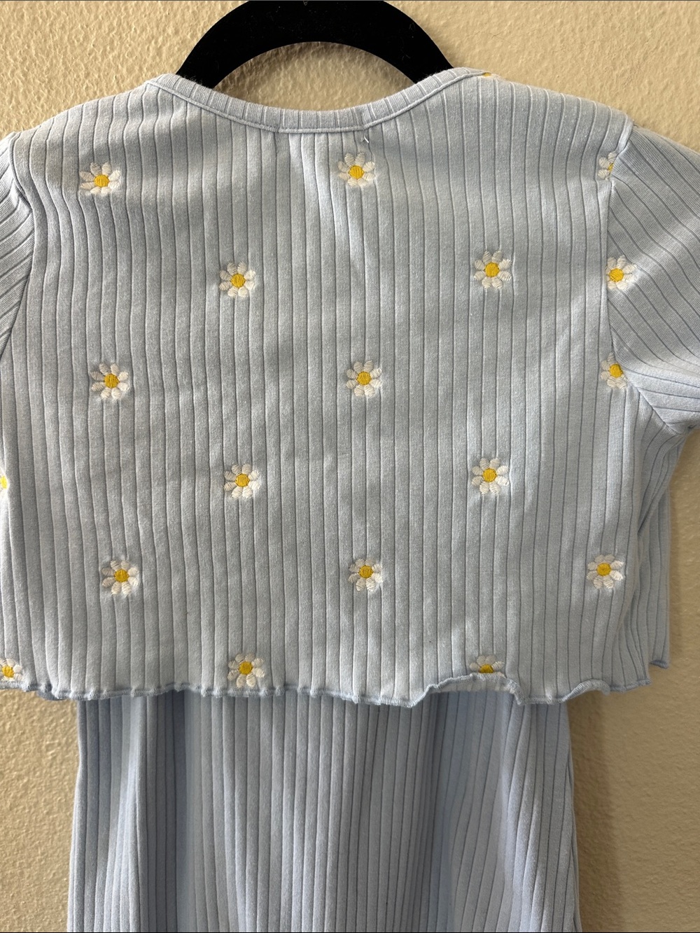 Btween Girls Light Blue Ribbed Tank Dress with Matching Floral Sweater Size 10 - Picture 7 of 12